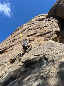 Riley on Serpent Face with first bolt marked