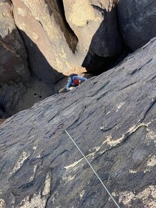Closer look at pitch 2. Cody is just leaving the 1st pitch anchors.