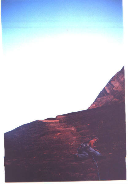 Climber - Darrin Stein Photographer - Al Choi About 20' up the route....lok at that canyon wall!!!