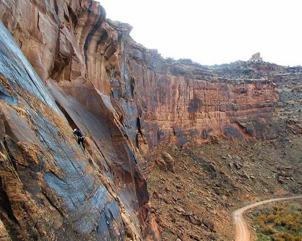 Tyson Arp halfway up Crack One.  Photo by Chris Moseman.