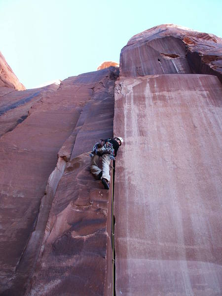 Photo taken by Jeff Bevan.  There is a nice rest at this point, with the "fun" part of the climb still ahead of me.