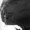 Meriah Meloche belaying. Brit Hyland waiting for the rock to start moving. March 2003.