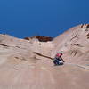 Stone heading up the beautiful pitch 4 corner with the pitch 5 roof looming up ahead.