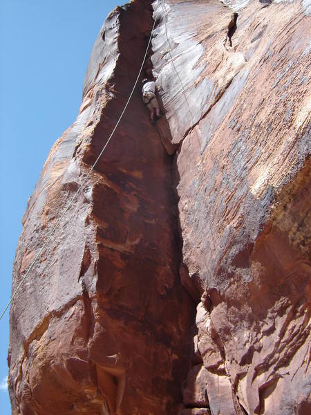 This was the first climb at Indian.  Nice route and decent hands width.  Good intro climb.  Not many toe jams necessary.  