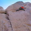 Mike Morley negotiates the 5.9 crux traverse of Wild Wind.  Photo: Irvin Fernandez