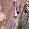 Browning at the last move of the "crux". photo: R.Miramontes