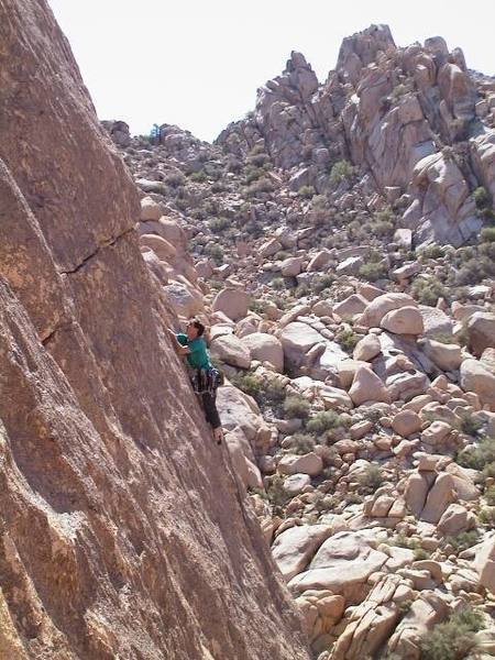 Randy inspecting the upper face near the end of Eraserhead's crack section. Photo by Holden Harris.