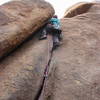 Awkward steep thin hands at the crux.