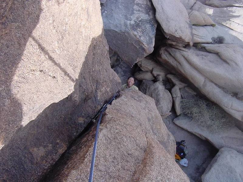 Michelle conveying glee after sauntering up the initial cruxy section.  