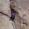 Tara working through the crux section. 