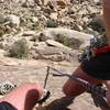 Looking down from the hanging belay and rappel station.