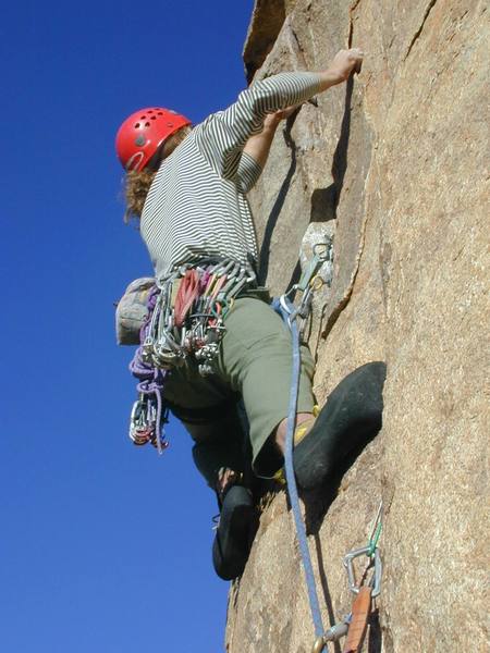 Deploy the Aliens! -  CC at the crux.  Photo by Ben Craft.