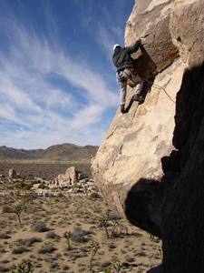 Super Larry leading the first climb of the day.  The wind was howling so much it almost blew him off...  Ah, J-Tree in February...