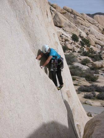 Just at the crux on this unusual climb.