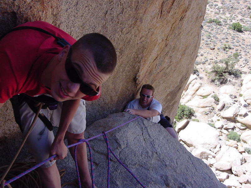 Jordan belaying Russell @ the 2nd belay cave. A Petzl Reverso worked great for bringing up a team of four!