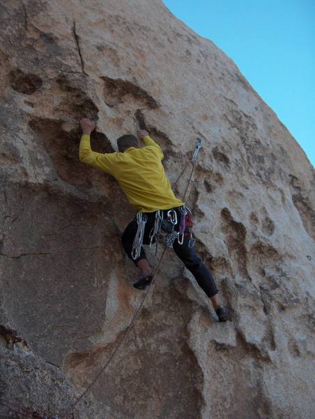 Chris after clipping the first bolt.