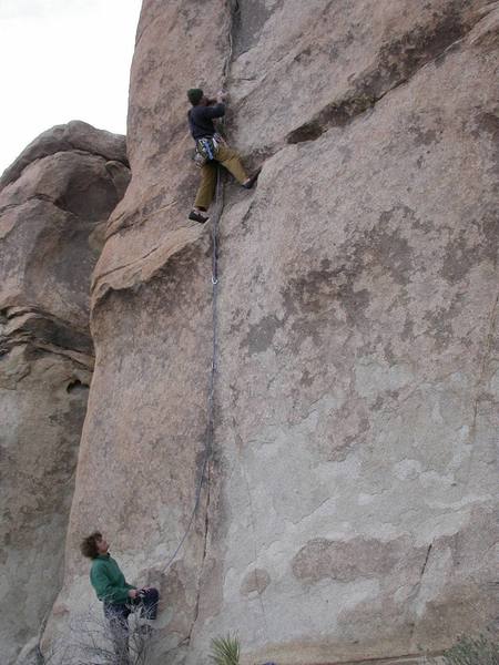 Brian getting ready for the second crux on Mel's Crack Right.