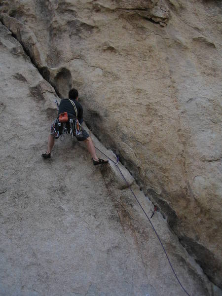 Joe passed the crux and into easier terrain.