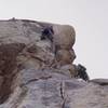 Geoff at the crux.  He was kind enough not to place any pro on the standard start so I could enjoy a top rope for the direct start.