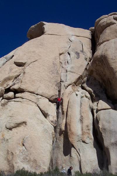 Eric clearing the off width.  Photo by Geoff