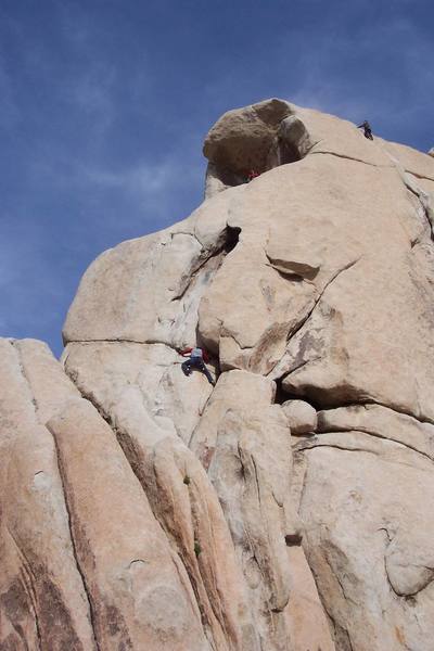 Geoff belaying Denton up pitch 1