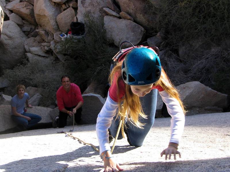 SierraSlacks on her first lead climb. 10 years old and having a blast, as it should be.