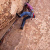 Bill Price fired this route in 1982, just a short while after Rick Cashner fell on a failed attempt to free solo it. Cashner's blood was still at the base.<br>
Onlookers applauded the ascent.<br>
Bill said "it's no big deal, Yabo free soloed the first free ascent!"<br>
Photo by Blitzo.