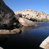 A view of Barker Dam with water