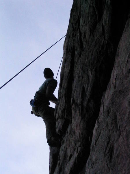 Rich pulling through a tough spot on Ladyfingers to better holds above.