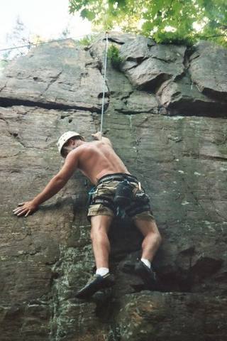 scott starting the palm down high step crux on bowlers grip