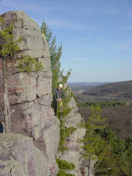 In this picture Harris is actually climbing on Angel's Crack But its a good picture of the top part of Jolly Roger