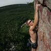 Stylin' New climber Mike Cook, with some sort of spin effect on the lens. Jeron Berman with the photo credit.