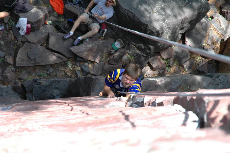 Look at the determination on his face working on <br>
Birch Tree Crack.Photo by: Colin Erskine