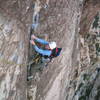 Janet contemplating the routes crux, P4.