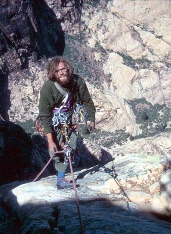 Joe Herbst on pitch 13, first ascent of the Rainbow Wall (1973).