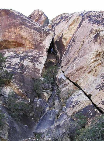 The rappel past the cave-like roof of the Dementor.