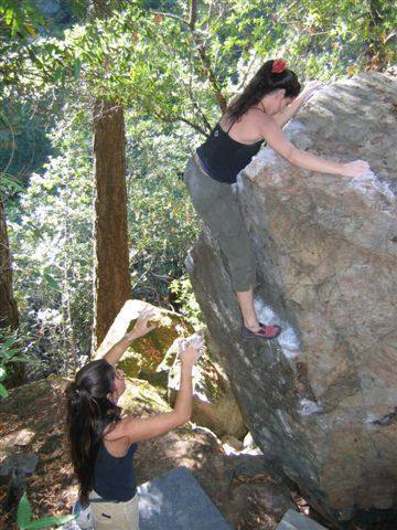 A couple hotties doing the V1 start to the "Triangle Arete"!