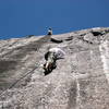 Sallie following up the route!  All of us baking on this hot and sunny day...