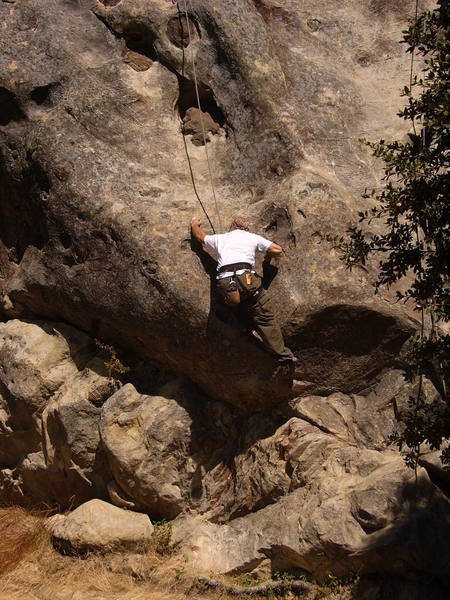 Brad at the strenous and balancy crux move.