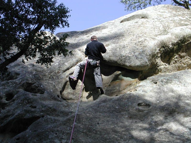 Geoff huffing the crux.  