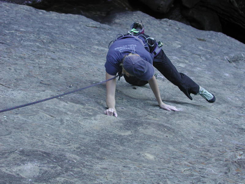 Kelli marching up the wall with "textbook" foot placements.