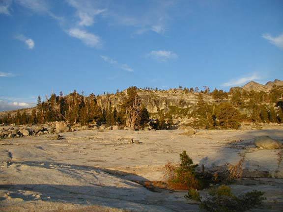 Wright's Lake's cliff band just as it comes into view on the appraoch trail.