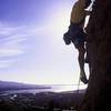 Dave Sweetland on Corner Route(5.4) at Rockland on Cabrillo Peak.