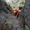 Scrambling down the tricky part between the roped climbing and the summit.