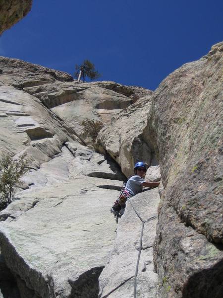 Heading up the dihedrals on the third pitch.