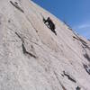 Heading up the second pitch of Bushwhack Crack. (Or he could be off-route...I remember him telling me he was just exploring.)