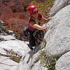 Sharon Vinick at the top of the headwall.