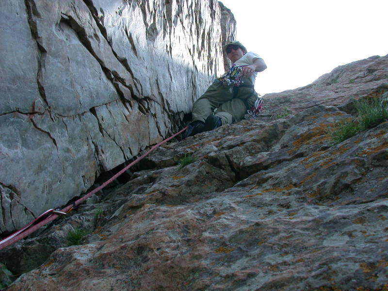 Marc heads up the last pitch of East Dihedrals. Not as fun as the lower dihedral, but still a hoot, and if you move right after this patch out onto the slab the route holds some nice moves.